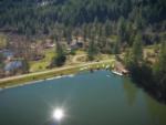 Aerial view of pond, kayaks and trees at Mendocino Magic - thumbnail