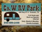 Park business card at C&W RV PARK - thumbnail