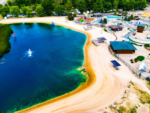 Aerial Photo of waterpark at Warrens Lodging - thumbnail