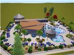 Rendering of pool and shade sails at Lagoon Ranch RV Resort - thumbnail