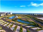 Sites with picnic tables and palm trees at Galveston Island RV Park - thumbnail