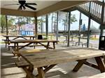 An outdoor covered eating area at Mill Creek Marina & Campground - thumbnail