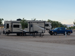 Travel trailer parked at site at Nine Mile RV Resort - thumbnail