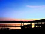 The boat dock against the sunset at Higgins Ferry Park - thumbnail