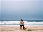 A couple and their dog on the beach - thumbnail