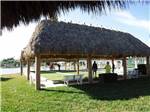 The thatch pavilion with benches at CRYSTAL LAKE RV RESORT - thumbnail