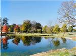 A serene pond reflecting trees at THE CREEKS GOLF & RV RESORT - thumbnail