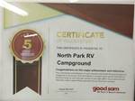 View larger image of 5 year Good Sam Campground recognition certificate at NORTH PARK RV CAMPGROUND image #6