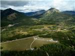An aerial view of the campsites and surrounding area at GLACIER MEADOW RV PARK - thumbnail