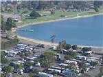 View larger image of Aerial view of RVs parked at the campsites at MISSION BAY RV RESORT image #1