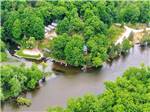 An aerial view of the campground and dock at MATSON'S BIG MANISTEE RIVER CAMPGROUND - thumbnail