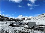 Snow covered RV sites at Klamath Ranch Resort / Blue Heron RV Park - thumbnail