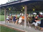 A group of people eating in a pavilion at DAN RIVER CAMPGROUND - thumbnail