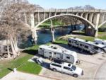 Aerial view of travel trailers in concrete sites at RIVER RANCH RV RESORT - thumbnail