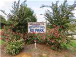View larger image of Welcome sign at the park entrance at MONTGOMERY SOUTH RV PARK  CABINS image #1