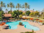 Lounge chairs around the swimming pool at GOLDEN VILLAGE PALMS RV RESORT - thumbnail