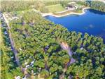 View larger image of Aerial view of the campground and lake at WASSAMKI SPRINGS CAMPGROUND image #3