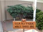 World Famous BBQ sign at entrance of registration office at USA RV PARK - thumbnail