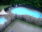 View larger image of Aerial view of pool and hot tub at CROWS NEST CAMPGROUND image #3