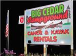 The front entrance sign at BIG CEDAR CAMPGROUND & CANOE LIVERY - thumbnail