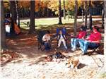 A family relaxing around a campfire - thumbnail