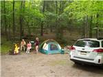 Tent campers around a fire pit - thumbnail