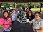 People sitting at an outdoor picnic table - thumbnail