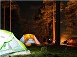 View larger image of Dome tents in the firelight at night at REST N NEST CAMPGROUND image #7