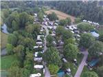 An aerial view of the wooded campsites at HUNTINGTON FOX FIRE KOA - thumbnail