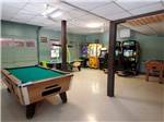The arcade room with a pool table at SALEM FARMS CAMPGROUND - thumbnail