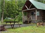 Outside a rustic rental cabin at HICKORY RUN CAMPGROUND - thumbnail