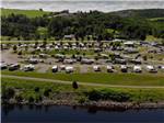 An aerial view of the back in RV sites by the water at HARTT ISLAND RV RESORT & WATERPARK - thumbnail