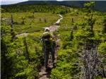 View larger image of Hiker embarks on a trail leading to mountains at DELAWARE RIVER FAMILY CAMPGROUND image #9