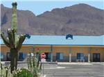 View larger image of Fountain in parking lot with mountains in background at ARIZONIAN RV RESORT image #1