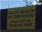 A sign telling you the altitude at FALCON MEADOW RV CAMPGROUND - thumbnail