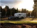 Fifth wheel parked at campsite at MT ST HELENS RV PARK - thumbnail