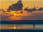 Lone beachcomber against a dusk sky on the shore at CIRCLE CREEK RV RESORT - thumbnail