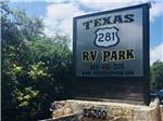 View larger image of Sign at entrance to RV park at TEXAS 281 RV PARK image #2