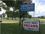 View larger image of Signs at entrance to RV park at PECAN GROVE RV PARK image #1