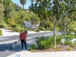 A lady walking her dog in the street at ESCONDIDO RV RESORT - thumbnail