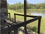 Looking out at the lake from the rental cabin at Natchez Trace RV Park - thumbnail