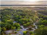 View larger image of Aerial shot of campground roads between lush trees at THE CAMPGROUND AT JAMES ISLAND COUNTY PARK image #4