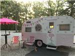 View larger image of Vintage trailer adorned with a pink flamingo at LAZY DAY CAMPGROUND image #5