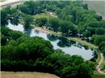 View larger image of Aerial view of RV sites on the lake at LEHMANS LAKESIDE RV RESORT image #1