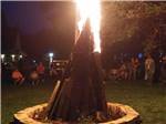 People surrounding a large bonfire at WOODLAND CAMPGROUND - thumbnail
