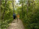 Couple hiking down walking path at LAKE BYLLESBY CAMPGROUND - thumbnail