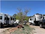 RV campsites with wooden picnic tables and trees at TURQUOISE TRAIL CAMPGROUND & RV PARK - thumbnail