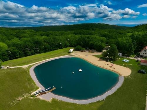 Aerial view of the pond