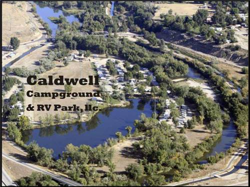 Lake and trees view from above at CALDWELL CAMPGROUND & RV PARK