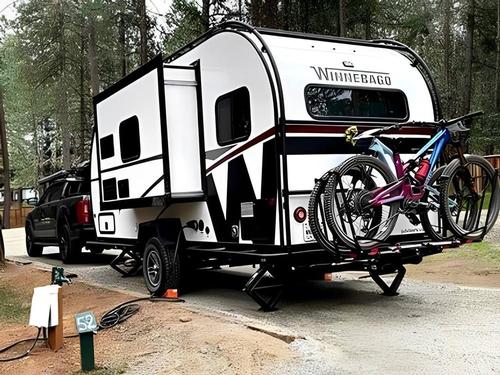 An RV parked in a site